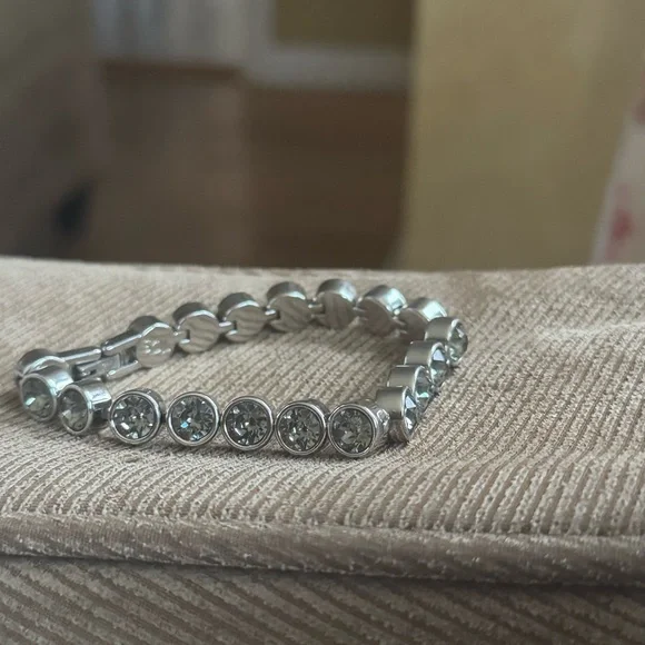 Touchstone Crystal Silver Tennis Bracelet - Picture 6 of 7
